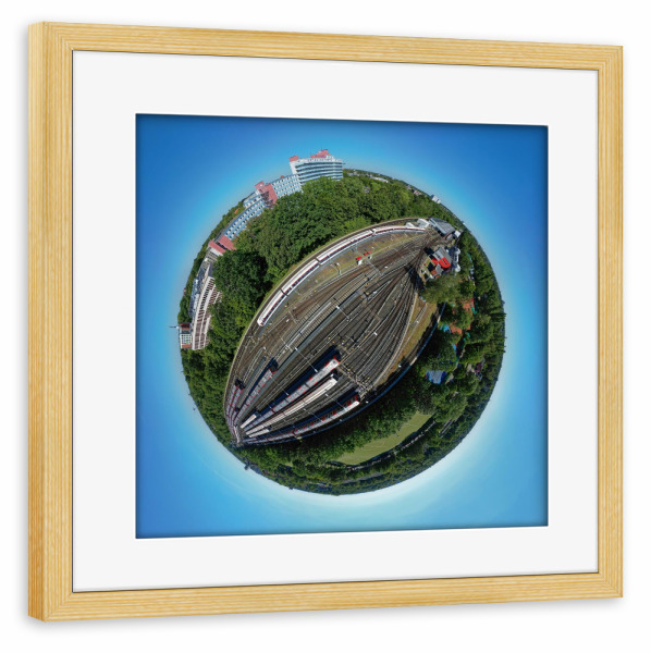 Poster mit Rahmen kiefer "Hamburg-Farmsen Rangier-U-Bhf" artboxONE - Städte,Städte / Hamburg,Reise,Architektur,Reise / Länder