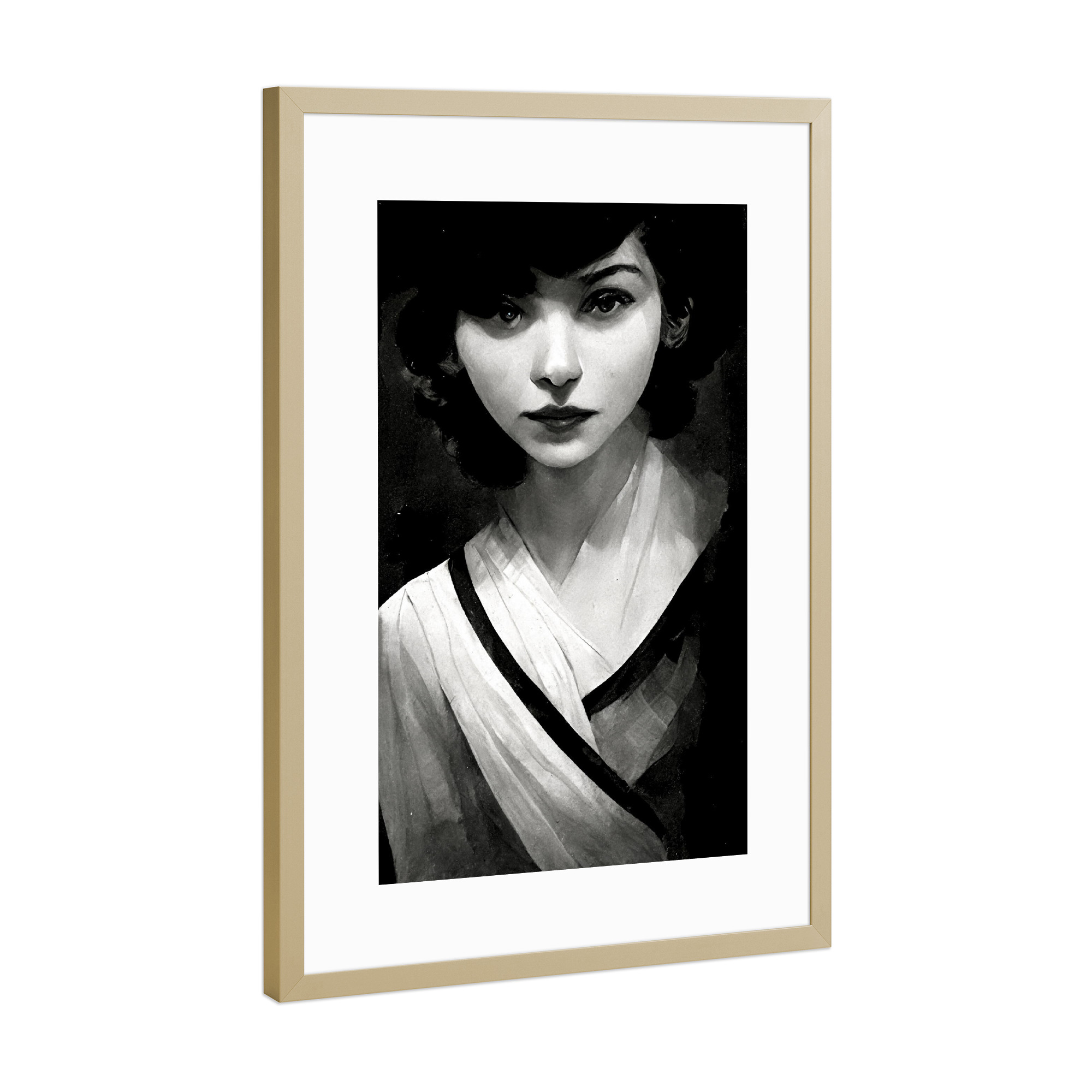 Poster mit Rahmen Gold "Mädchen aus Paris" artboxONE - Menschen,Städte / Paris,Fiktion