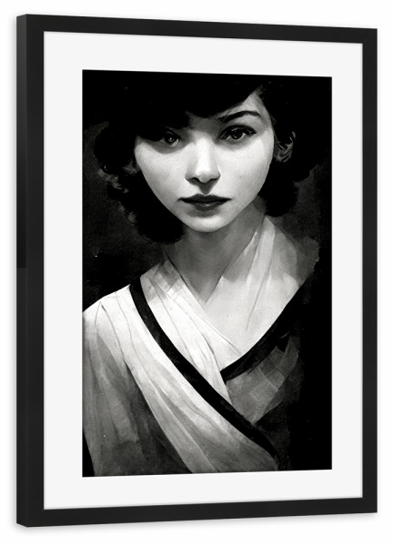 Poster mit Rahmen schwarz "Mädchen aus Paris" artboxONE - Menschen,Städte / Paris,Fiktion