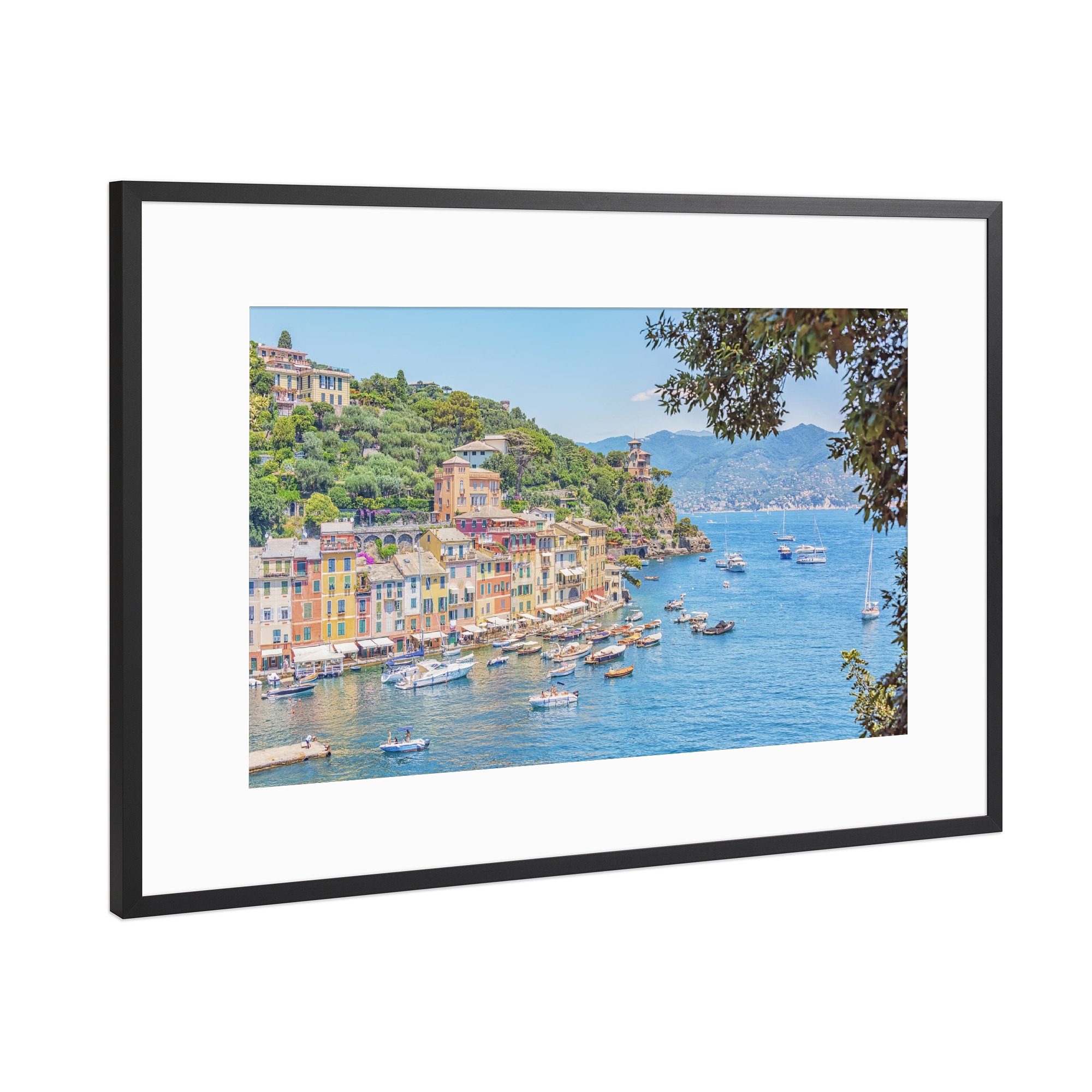 Poster mit Rahmen Schwarz (Metallic) "Portofino" artboxONE - Städte,Reise,Architektur,Reise / Strand und Meer,Reise / Länder