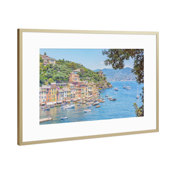 Poster mit Rahmen Gold "Portofino" artboxONE - Städte,Reise,Architektur,Reise / Strand und Meer,Reise / Länder