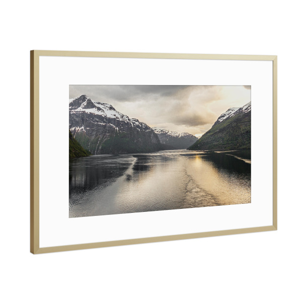 Poster mit Rahmen Gold "Fjorde Norwegen Triologie" artboxONE - Natur,Reise