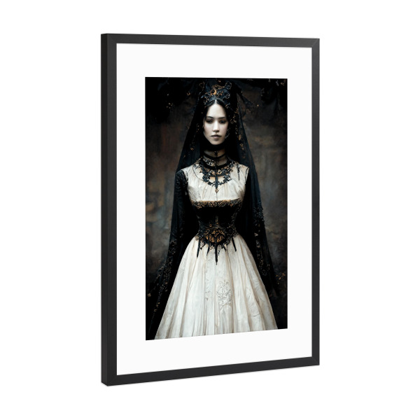 Poster mit Rahmen Schwarz (Metallic) "Gotische Frau" artboxONE - Abstrakt,Menschen,Fashion