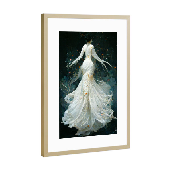 Poster mit Rahmen Gold "Gekleidet für die Hochzeit" artboxONE - Abstrakt,Menschen,Fashion