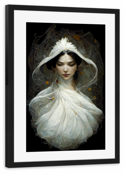 Poster mit Rahmen schwarz "Weibliches Portrait mit einem Hut" artboxONE - Abstrakt,Menschen,Fashion