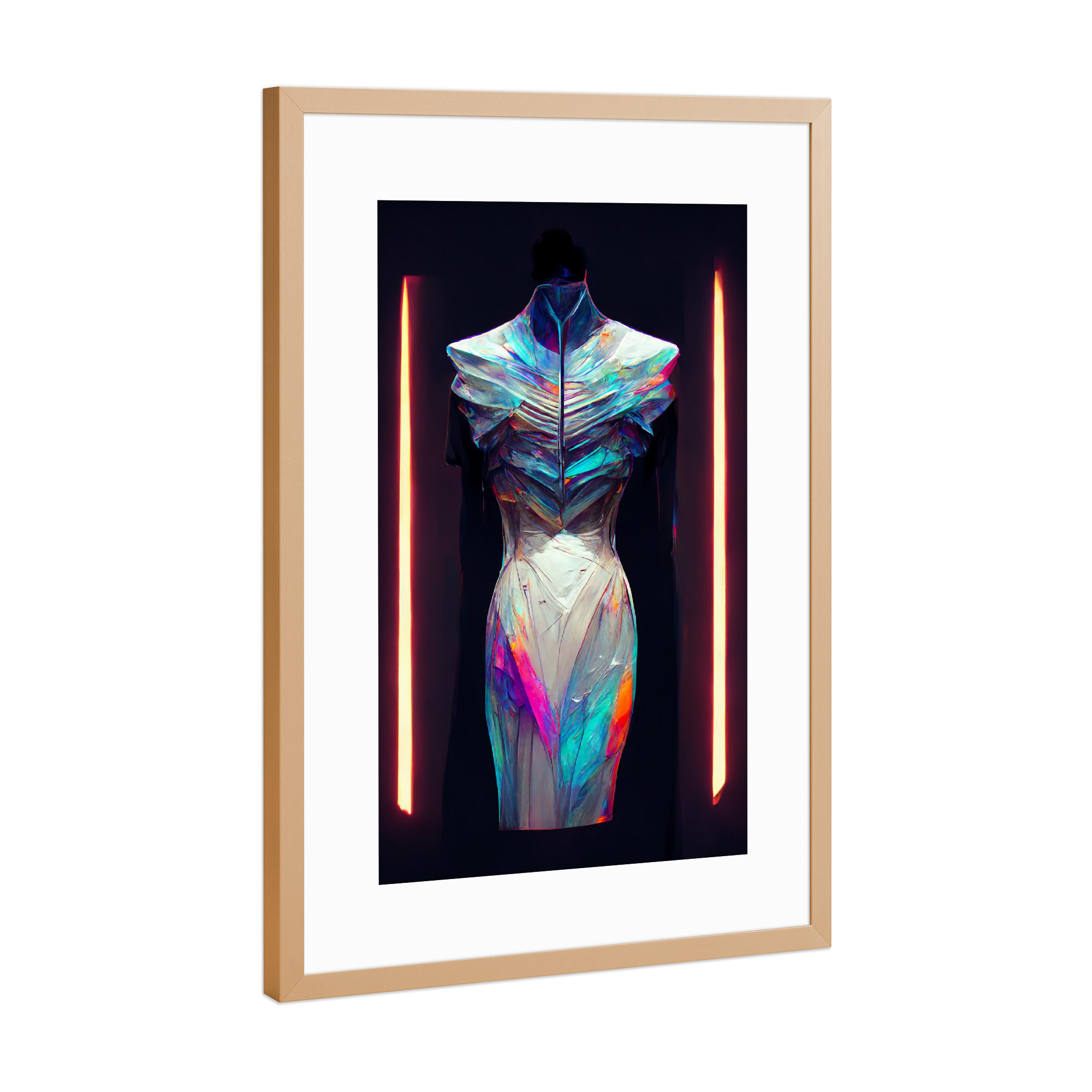 Poster mit Rahmen Kupfer "Zukünftiges Kleid" artboxONE - Abstrakt,Fashion,Fiktion