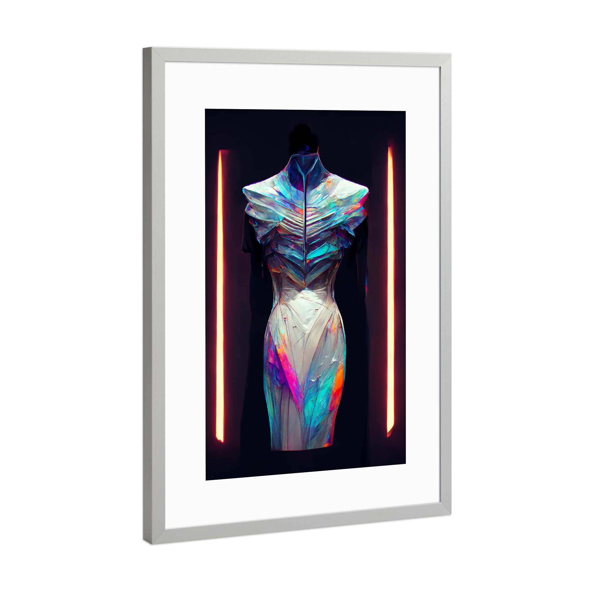 Poster mit Rahmen Silber "Zukünftiges Kleid" artboxONE - Abstrakt,Fashion,Fiktion