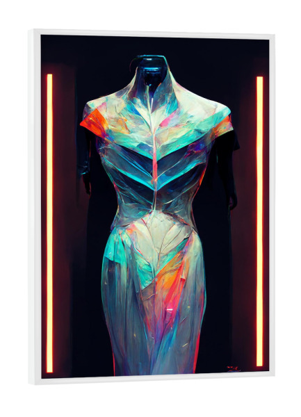 Poster mit weißem Rahmen "Kleiden Sie sich in die Zukunft" artboxONE - Abstrakt,Fashion,Fiktion
