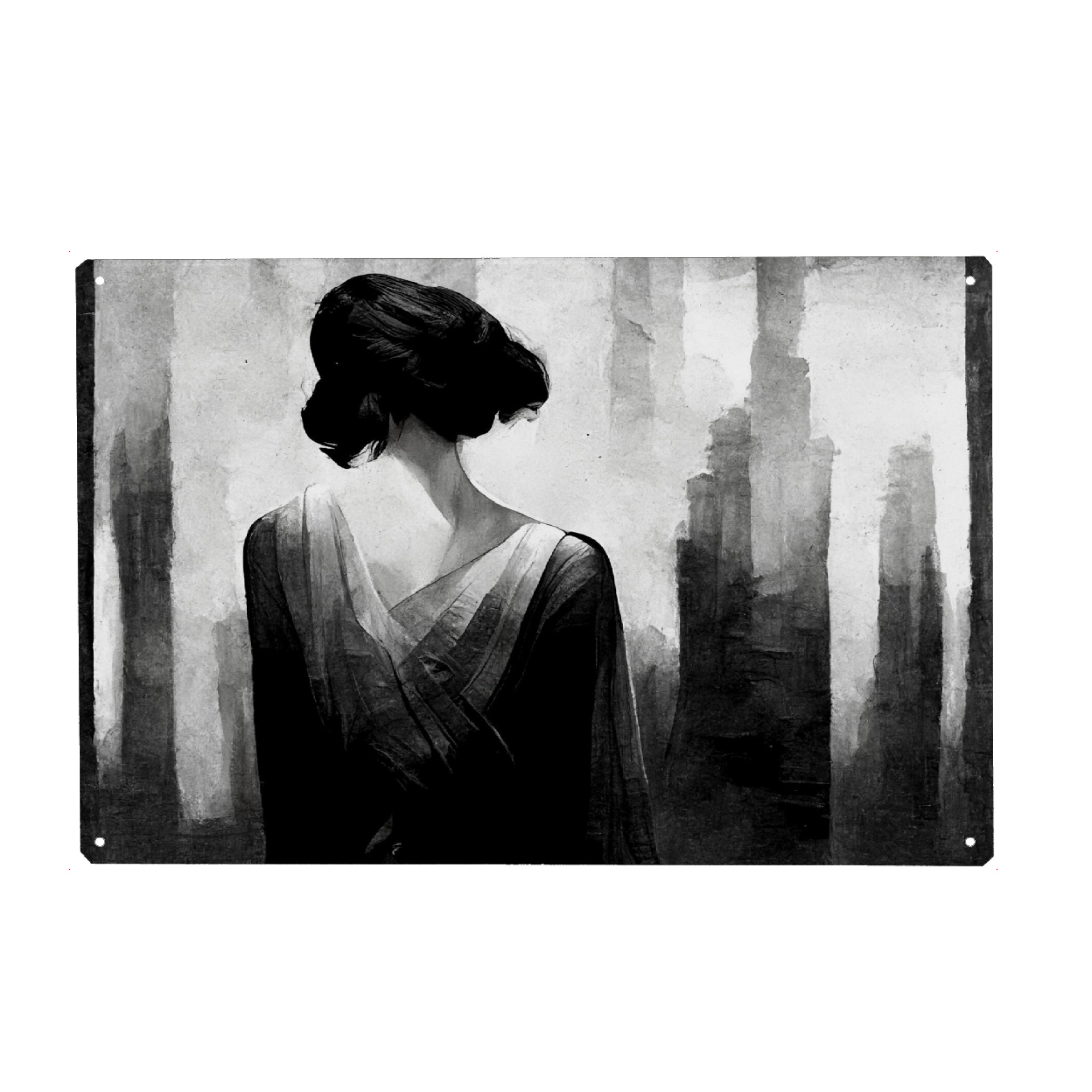 Metall Poster "Wind in ihrem Haar" artboxONE - Abstrakt,Menschen,Städte / Weitere