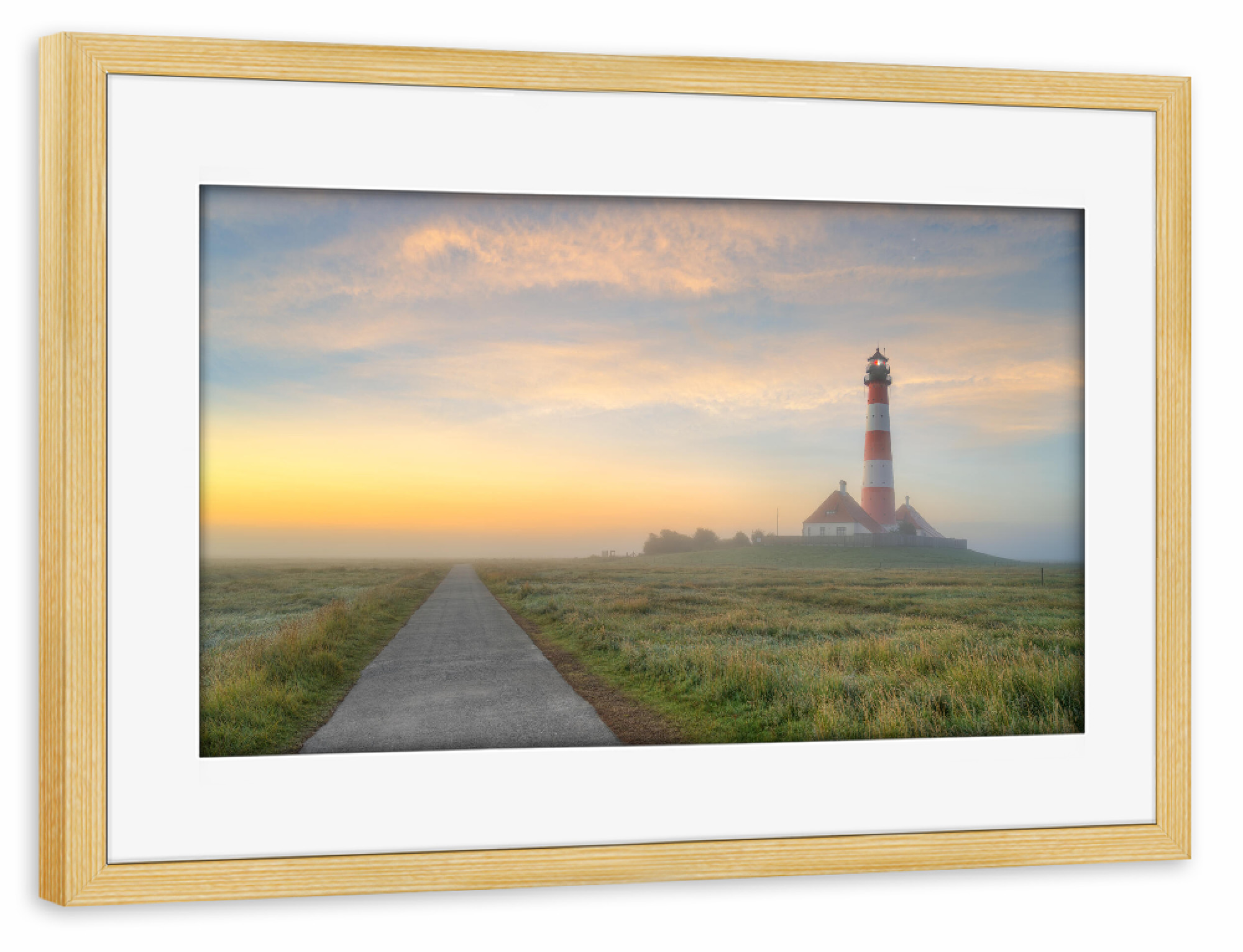 Poster mit Rahmen kiefer "Leuchtturm in Eiderstedt" artboxONE - Natur,Reise,Architektur