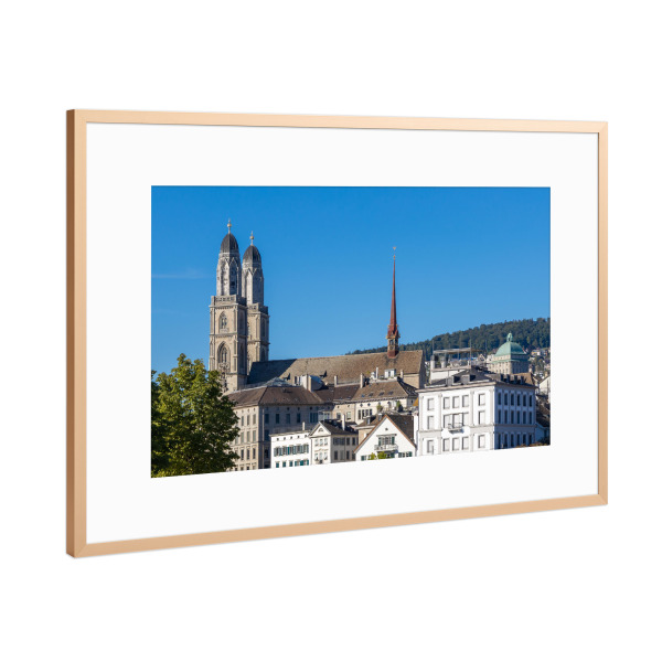 Poster mit Rahmen Kupfer "Münster in Zürich" artboxONE - Städte,Natur,Reise,Architektur,Städte / Zürich