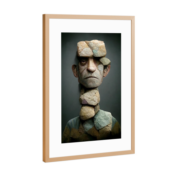 Poster mit Rahmen Kupfer "Mann aus Stein" artboxONE - Abstrakt,Fiktion,Männer