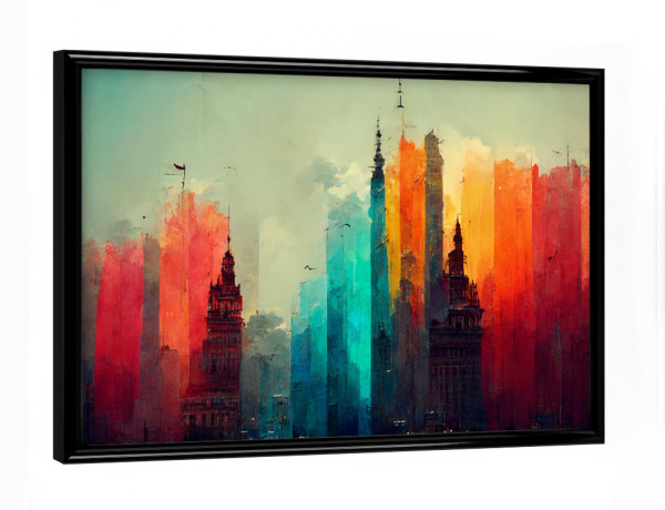 Poster mit schwarzem Rahmen "Skyline in Farben" artboxONE - Abstrakt,Architektur