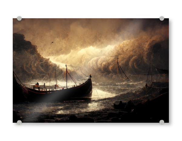 Acrylglasbild "Gestrandetes altes Schiff" artboxONE - Natur,Abstrakt,Fiktion