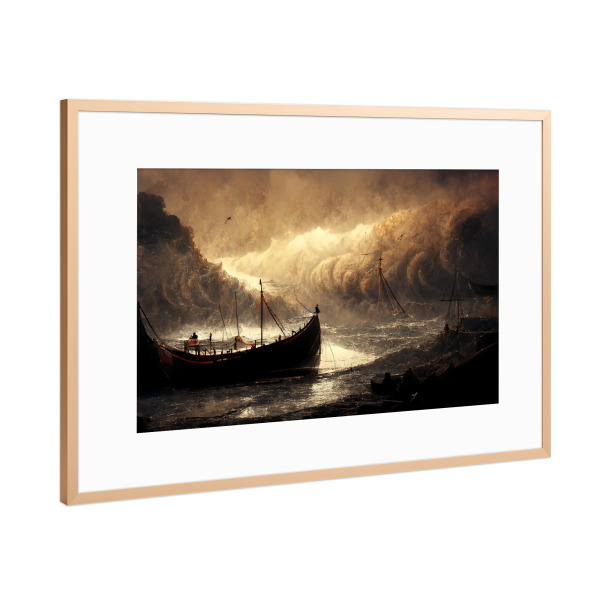 Poster mit Rahmen Kupfer "Gestrandetes altes Schiff" artboxONE - Natur,Abstrakt,Fiktion