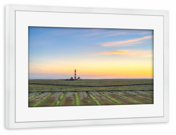 Poster mit Rahmen weiß "Blick vom Deich in Westerhever" artboxONE - Natur,Reise,Reise / Strand und Meer