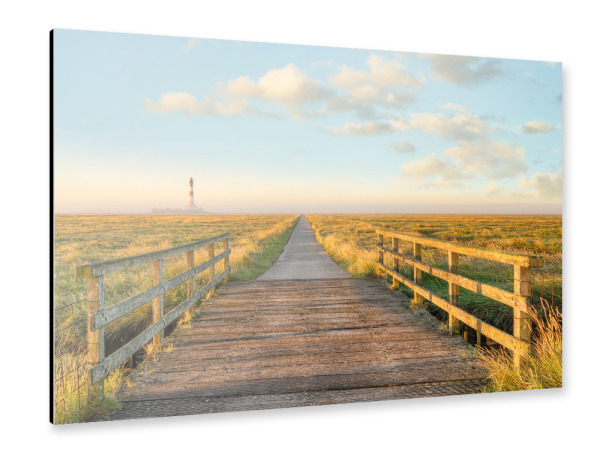 Alu-Dibond "Weg zum Leuchtturm Westerheversand" 30x20 cm artboxONE