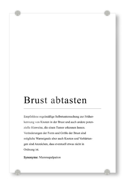 Acrylglasbild "Brust abtasten Definition" artboxONE - Typografie,Menschen