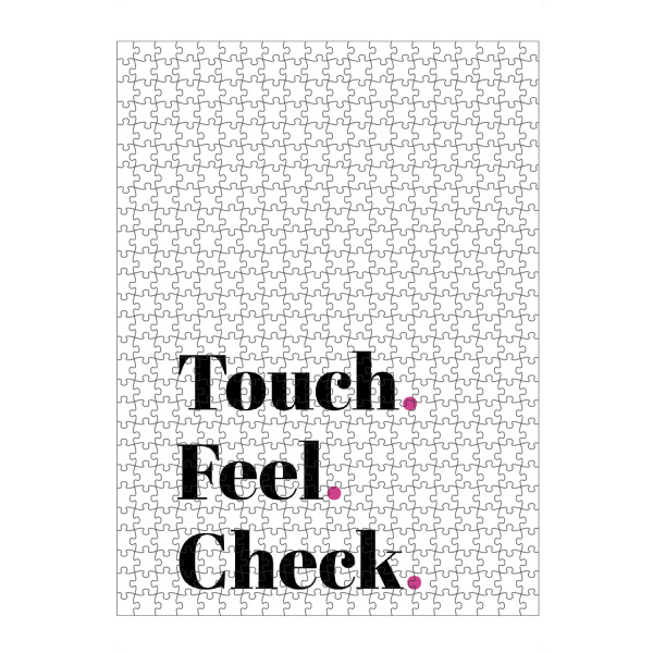 artboxONE Puzzle "Touch - Feel - Check" artboxONE - Typografie,Menschen - Touch,Feel,Check,Typo,Typografie,Minimalismus,Schwarzweiß,Pink