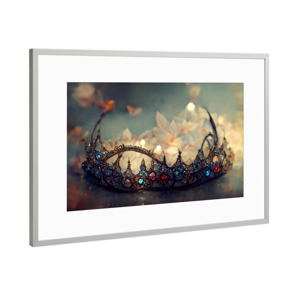 Poster mit Rahmen Silber "Tiara mit Fantasie" artboxONE - Abstrakt,Fashion,Fiktion
