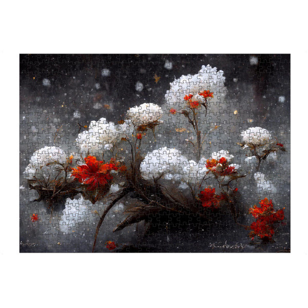 Puzzle Ravensburger "Blumen mit Schnee" artboxONE - Natur,Floral,Weihnachten
