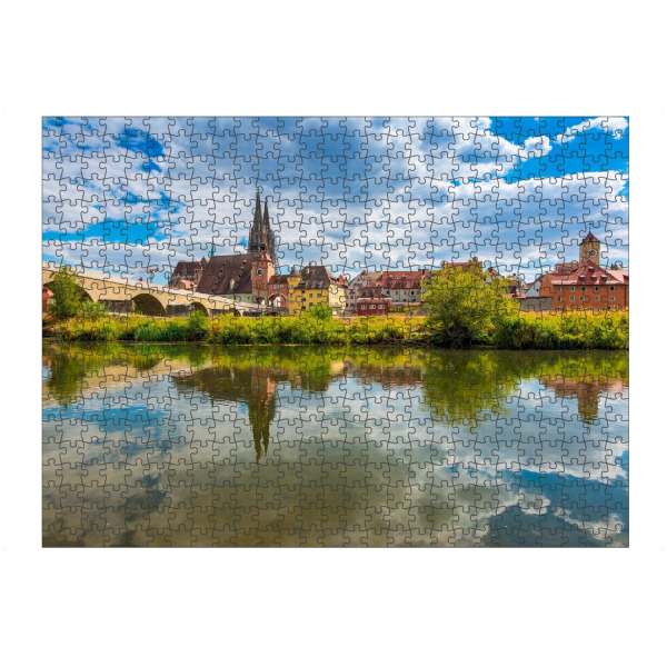 Puzzle Ravensburger "Sommer in Regensburg" artboxONE - Städte,Reise - Oberpfalz,Deutschland,Bayern,Donau,Stadt - Bild oberpfalz