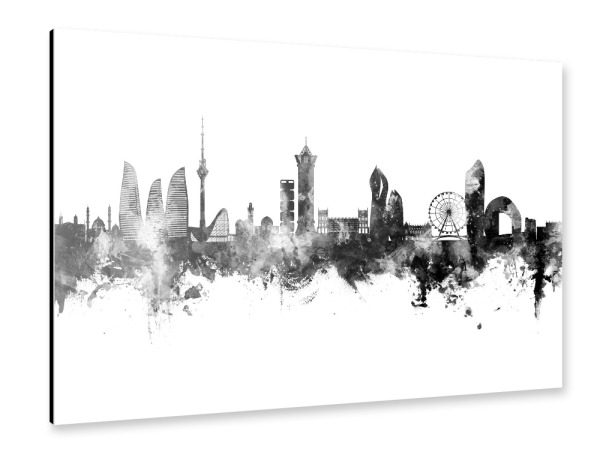 Alu-Dibond "Baku Aserbaidschan Skyline Schwarz" 30x20 cm artboxONE