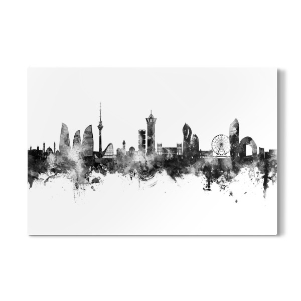 Galerie-Print "Baku Aserbaidschan Skyline Schwarz" 30x20 cm artboxONE