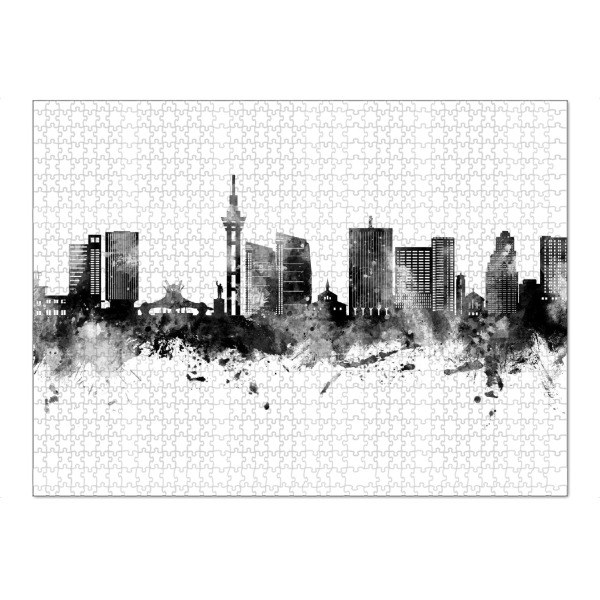 Puzzle Ravensburger "Kinshasa-Skyline-Schwarz" artboxONE - Städte - Kinshasa,Demokratische republik kongo,Skyline,Stadtbild,Stadtbild,Aquarell,Malerei