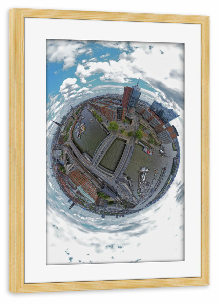 Poster mit Rahmen kiefer "Niederbaumbrücken Panorama" artboxONE - Städte,Städte / Hamburg,Reise,Architektur,Reise / Länder
