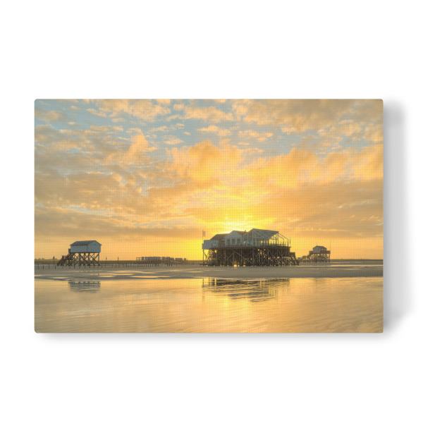 Leinwandbild "Pfahlbauten in St. Peter-Ording" artboxONE - Natur,Reise,Architektur,Reise / Strand und Meer