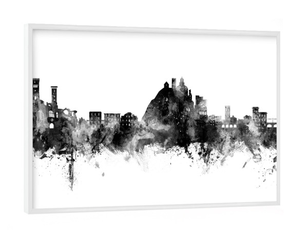 Poster mit weißem Rahmen "Monterosso al Mare Skyline BW" artboxONE - Städte - Monterosso al mare,Italien,Skyline,Stadtbild,Stadtbild,Aquarell,Malerei