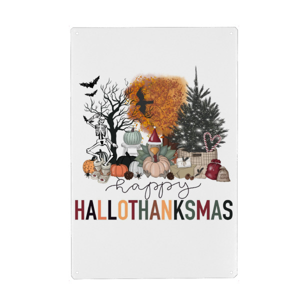 Holzbild "Fröhliche Hallodanke" artboxONE - Natur,Weihnachten,Buchstaben,Festivals,Halloween