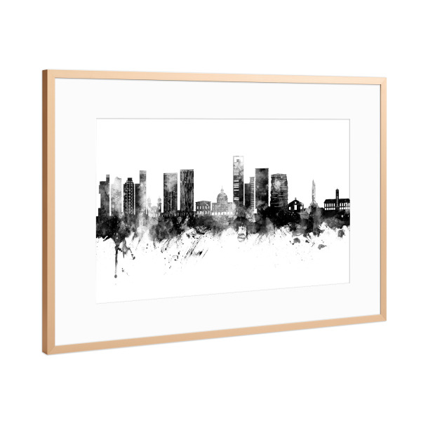 Poster mit Rahmen Kupfer "Luanda Angola Skyline Schwarz" artboxONE - Städte - Luanda,Angola,Skyline,Stadtbild,Stadtbild,Aquarell,Malerei