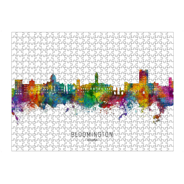 artboxONE Puzzle "Bloomington Indiana Skyline txt" artboxONE - Städte - Bloomington,Indiana,Skyline,Stadtbild,Stadtbild,Aquarell,Malerei
