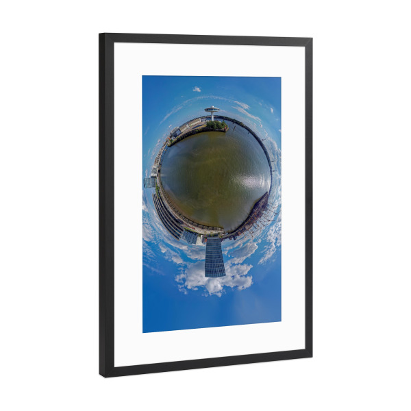 Poster mit Rahmen Schwarz (Metallic) "Lighthouse Zero - Hamburg Panorama" artboxONE - Städte,Städte / Hamburg,Reise,Architektur,Reise / Länder