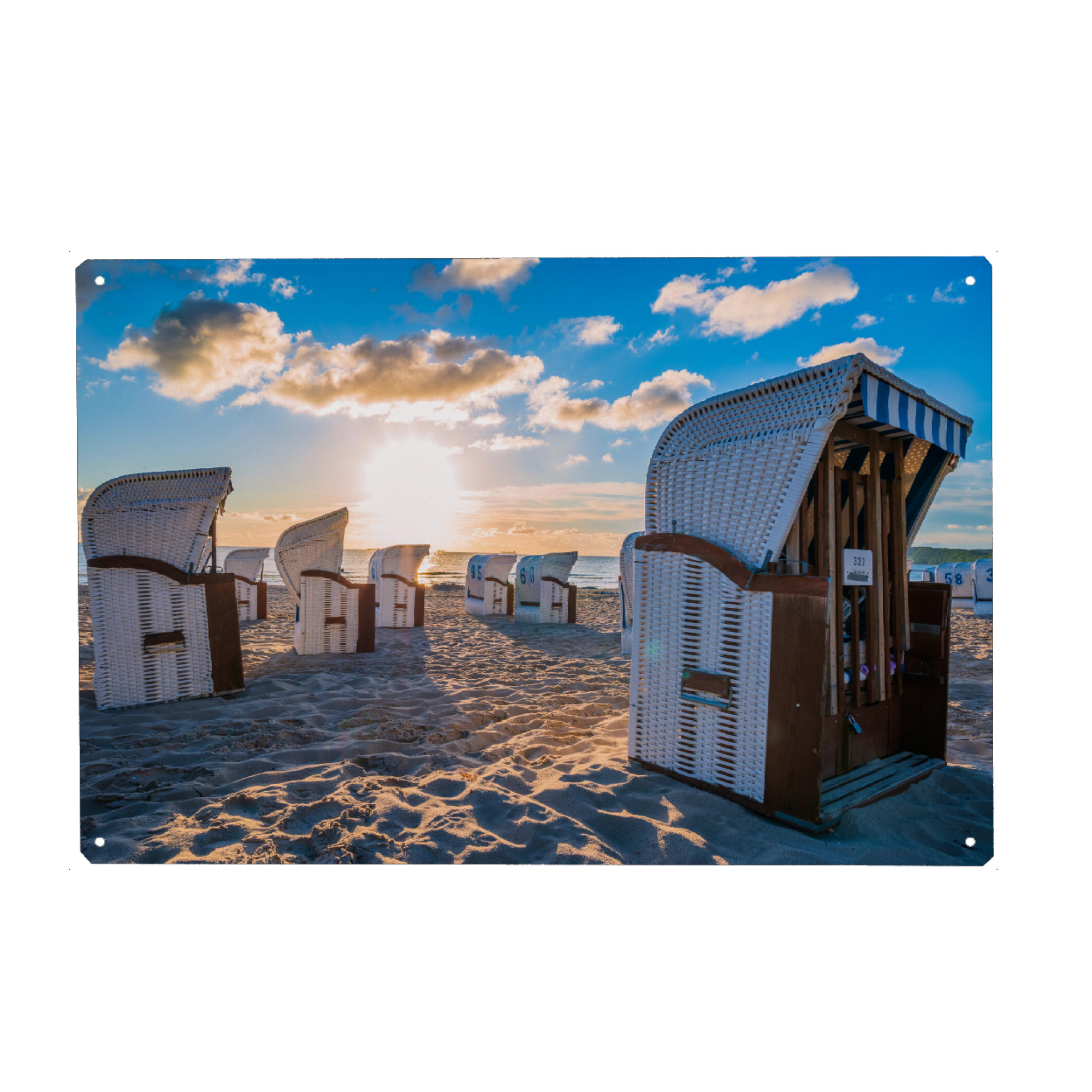 Holzbild "Strandkörbe im Sonnenlicht" artboxONE - Natur,Reise / Strand und Meer