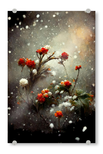 Acrylglasbild "Elegante Schneeblumen" artboxONE - Natur,Floral,Weihnachten