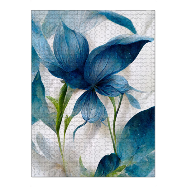 Puzzle Ravensburger "Blumen in Blau" artboxONE - Natur,Floral,Abstrakt - Blume,Blau blume,Blumen,Blume,Blau,Digital,Perfekte formen,Organische formen