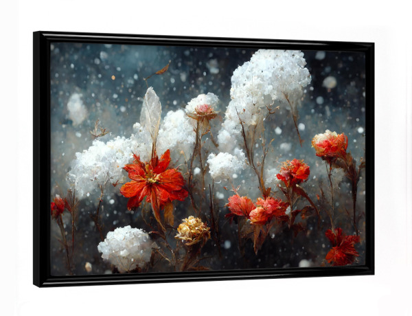 Poster mit schwarzem Rahmen "Stiller Schnee" artboxONE - Natur,Floral,Weihnachten