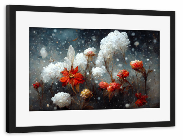 Poster mit Rahmen schwarz "Stiller Schnee" artboxONE - Natur,Floral,Weihnachten