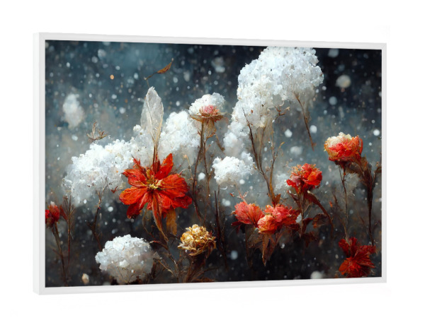 Poster mit weißem Rahmen "Stiller Schnee" artboxONE - Natur,Floral,Weihnachten