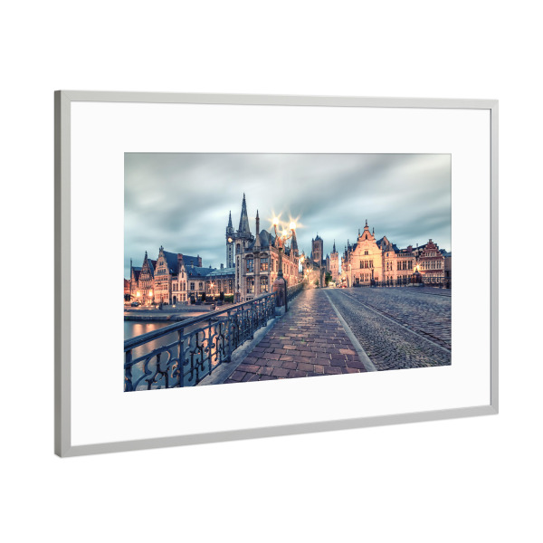 Poster mit Rahmen Silber "Die Stadt Gent" artboxONE - Städte,Reise,Architektur,Reise / Länder,Städte / Weitere