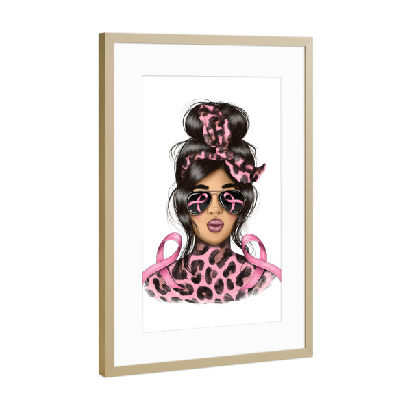 Poster mit Rahmen Gold "Wir tragen Pink Messy Bun" artboxONE - Floral,Abstrakt,Fashion,Für Mama,Festivals