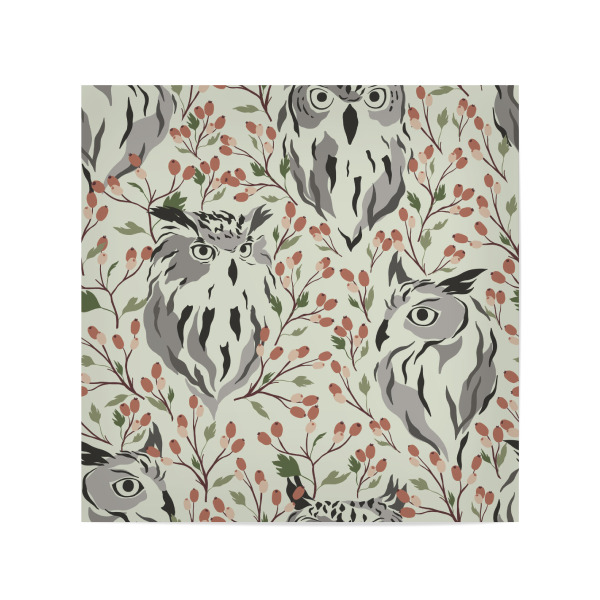 Poster 20x20 cm "Eulen mit Beerenzweigen" artboxONE - Natur,Tiere - Eule,Eulenkopf,Owl,Beeren,Zweige,Natur,Illustration,Herbst,Winter