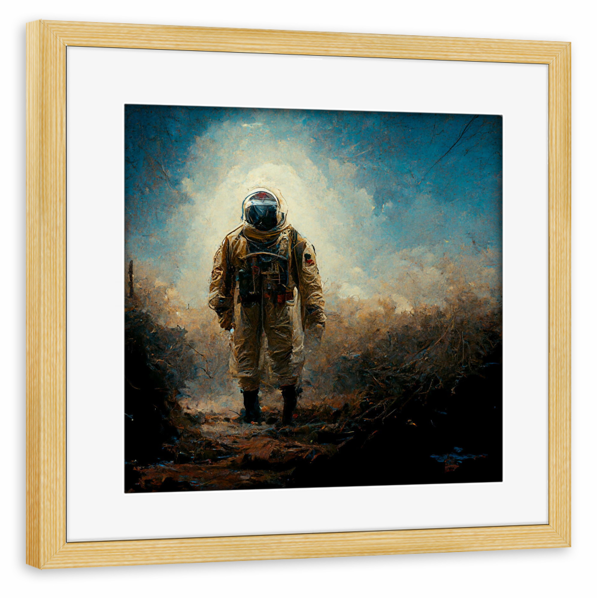 Poster mit Rahmen kiefer "Letzter Mann auf Erden" artboxONE - Städte,Natur,Fiktion,Männer