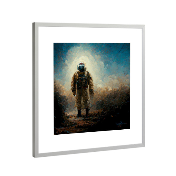 Poster mit Rahmen Silber "Letzter Mann auf Erden" artboxONE - Städte,Natur,Fiktion,Männer