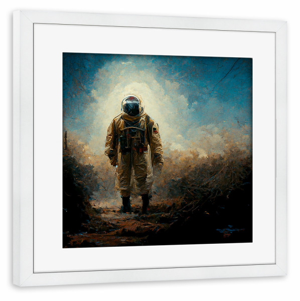 Poster mit Rahmen weiß "Letzter Mann auf Erden" artboxONE - Städte,Natur,Fiktion,Männer