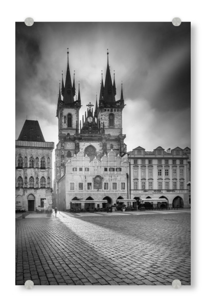 Acrylglasbild "Teynkirche Prag - Monochrom" artboxONE - Schwarzweiß,Architektur,Städte / Prag