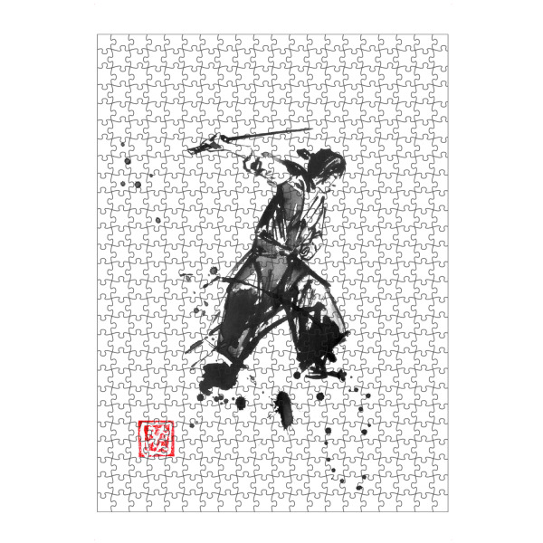artboxONE Puzzle "Samurai schneiden" artboxONE - Menschen,Reise / Asien,Männer - Samurai,Sumie,Japan,Schwarzweiß,Krieger,Kämpfer - Bild samurai